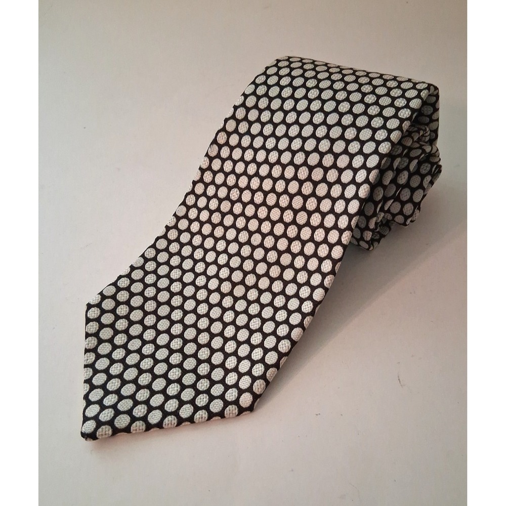 Vtg 70's Gene's Tailors Houston Texas Men's Necktie 56"x 4" Wide Brown Silver
